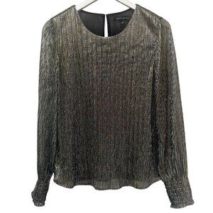 BANANA REPUBLIC Metallic Gold Blouse Womens S/M Sparkle Evening Top Stretch